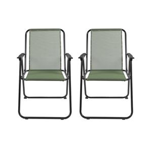 Home Deco Factory camping/strand stoel - 2x - aluminium - inklapbaar - groen - L45 x B54 x H84 cm