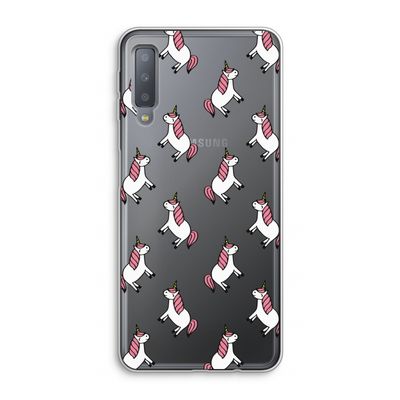 Eenhoorns overal: Samsung Galaxy A7 (2018) Transparant Hoesje