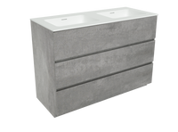 Storke Edge staand badkamermeubel 120 x 52,5 cm beton donkergrijs met Mata dubbele wastafel in matte Solid Surface