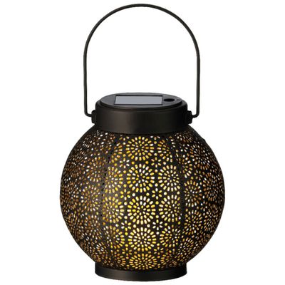 Tuin lantaarn - solar - zwart - D14 x H16 cm - metaal - buitenverlichting Tuin lantaarn - solar - zwart - D14 x H16 cm - metaal - buitenverlichting