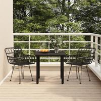 3-delige Tuinset poly rattan zwart