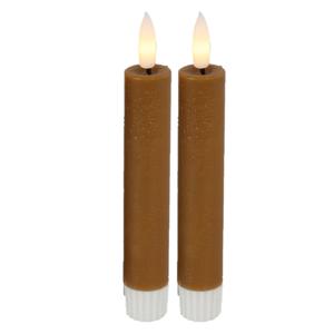 Led dinerkaarsen - 2x st- cognac bruin -H15cm - afstandsbediening-timer-dimmer