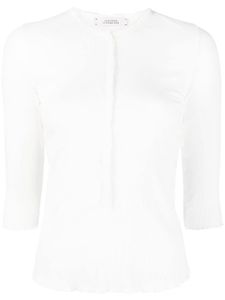 Dorothee Schumacher t-shirt nervuré à col tunisien - Blanc