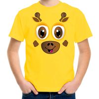 Bellatio Decorations dieren verkleed t-shirt kinderen - giraf gezicht - carnavalskleding - geel XL (164-176)  -