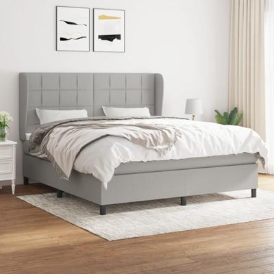 Boxspring met matras stof lichtgrijs 180x200 cm