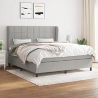 Boxspring met matras stof lichtgrijs 180x200 cm