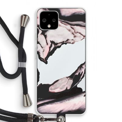 Roze stroom: Pixel 4 Transparant Hoesje met koord