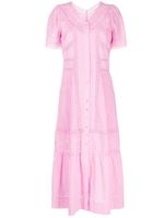 LoveShackFancy robe mi-longue volantée à broderies - Rose