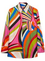 PUCCI chemise en soie à imprimé abstrait - Bleu PUCCI chemise en soie à imprimé abstrait - Bleu