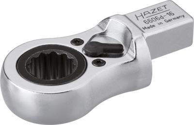 HAZET Insteek-ratel-ringsleutel 6606D-16 · 14 x 18 mm insteekvierkant massief · Buitentwaalfkant profiel · SW 16 mm