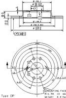 Remschijf BREMBO, Remschijftype: Massief, u.a. für Cadillac, Saab, Opel, Vauxhall