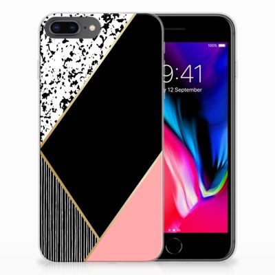 Apple iPhone 7 Plus | 8 Plus | TPU Hoesje | Zwart Roze Vormen