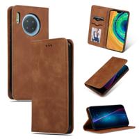 Voor Huawei mate 30 Pro retro huid voelen zakelijke magnetische horizontale Flip lederen draagtas (bruin)