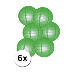 Groene bol lampionnen 25 cm 6 stuks