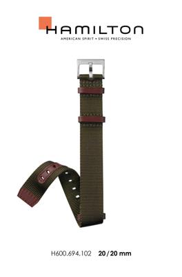 Horlogeband Hamilton H600.694.102.H690694106 Onderliggend Nylon/perlon Groen 20mm