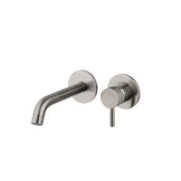 Wastafelmengkraan Inbouw Sanilux Newt Met Box Rond Met Geribbeld Knop Gunmetal Sanilux