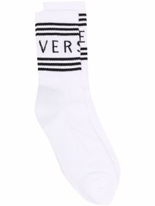 Versace chaussettes 3/4 à logo imprimé - Blanc