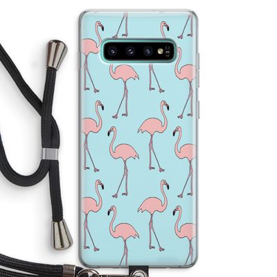 Anything Flamingoes: Samsung Galaxy S10 Plus Transparant Hoesje met koord