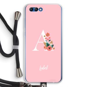 Pink Bouquet: Honor 10 Transparant Hoesje met koord