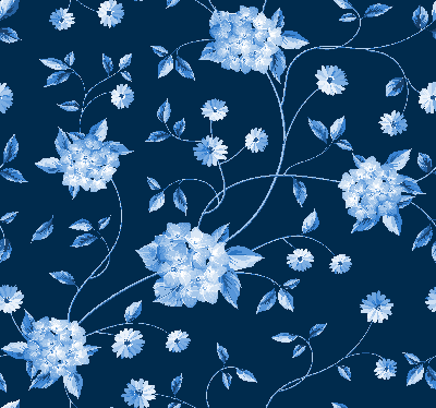 Bloemstelen donkerblauw behang