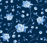 Bloemstelen donkerblauw behang