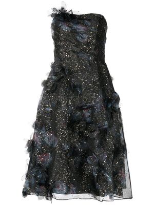 Marchesa Notte robe bustier mi-longue - Noir