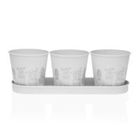 Bloempot Versa Wit Triple Metaal (11 x 33 cm)