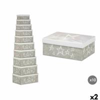 Decoratieve Doos Pincello 63 Wit Grijs Karton (2 Stuks)
