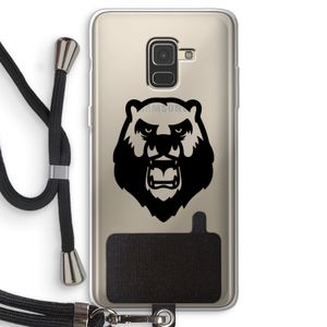 Angry Bear (black): Samsung Galaxy A8 (2018) Transparant Hoesje met koord