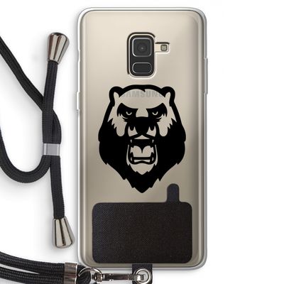 Angry Bear (black): Samsung Galaxy A8 (2018) Transparant Hoesje met koord