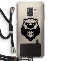 Angry Bear (black): Samsung Galaxy A8 (2018) Transparant Hoesje met koord