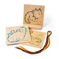 Bigjigs rijgen op nummer dinosaurus hout