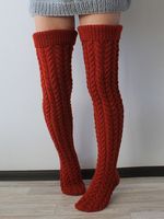 Warmth Household Twist Knitted Over the Knee Socks - thumbnail