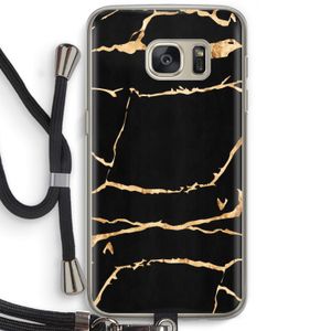 Gouden marmer: Samsung Galaxy S7 Transparant Hoesje met koord