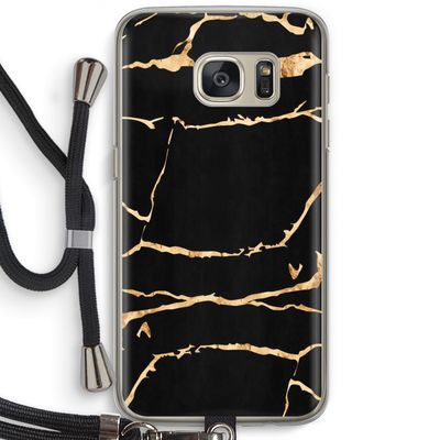 Gouden marmer: Samsung Galaxy S7 Transparant Hoesje met koord