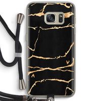 Gouden marmer: Samsung Galaxy S7 Transparant Hoesje met koord
