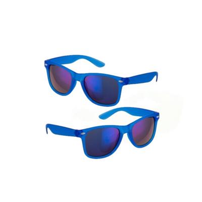 Hippe party zonnebril/feestbril met spiegelglazen - 6x stuks - Blauw - Verkleedbrillen