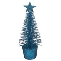 Glitter mini kerstboompje blauw - thumbnail