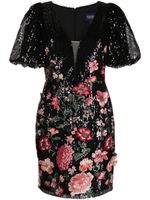 Marchesa Notte robe brodée de sequins - Noir