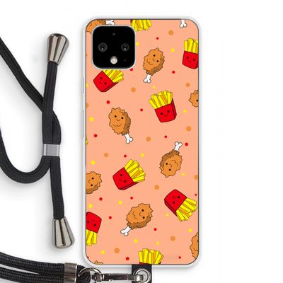 Chicken 'n Fries: Pixel 4 Transparant Hoesje met koord