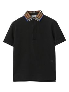 Burberry Kids contrast-collar cotton polo shirt - Noir