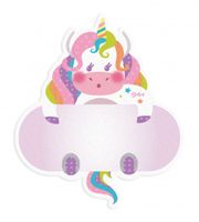 Dekori naambord eenhoorn meisjes 12 x 17 cm hout roze - thumbnail