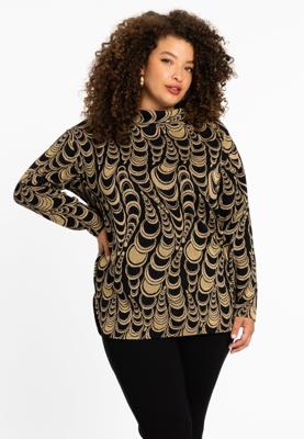 Yoek Tunic wide collar CIRCLE | Zwart | Maat 42/44