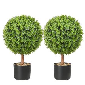 VEVOR 2 x kunstbuxusballen, diameter 40,6 cm, tuindecoratiebuxus in bloempot, kunstbuxusbal, kunstplant van PE, hout, PP incl. 4 decoratieve vlinders en 10 reservebladeren