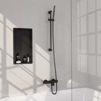 Opbouwset Bad- en Douchekraan Brauer Black Edition Thermostatisch Met Wandhouder En Handdouche 3 Standen Mat Zwart