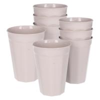 Verjaardag/kinder/camping drink bekers - 8x stuks - 300 ML - beige - kunststof - onbreekbaar