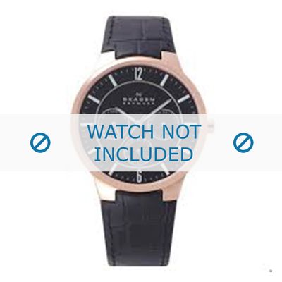 Horlogeband Skagen 331XLRLB / 331XLRLBO Leder Zwart 19mm