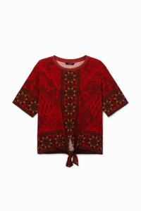 Boho T-shirt met strik - RED - S