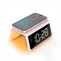 Digitale Wekker - Draadloze Oplader Voor Telefoon - Wake Up Light - Roze (HCG019QI-PI) - thumbnail