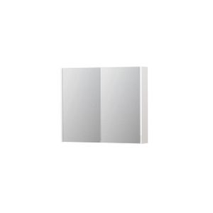 INK SPK2 Spiegelkast - 90x14x74cm - 2 deuren - dubbelzijdige Spiegel - schakelaar en stopcontact - MDF lak wit hoogglans 1105256